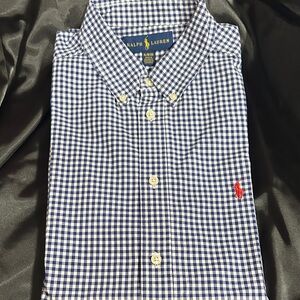 Ralph Lauren Kids Blue and White Checkered Polo
